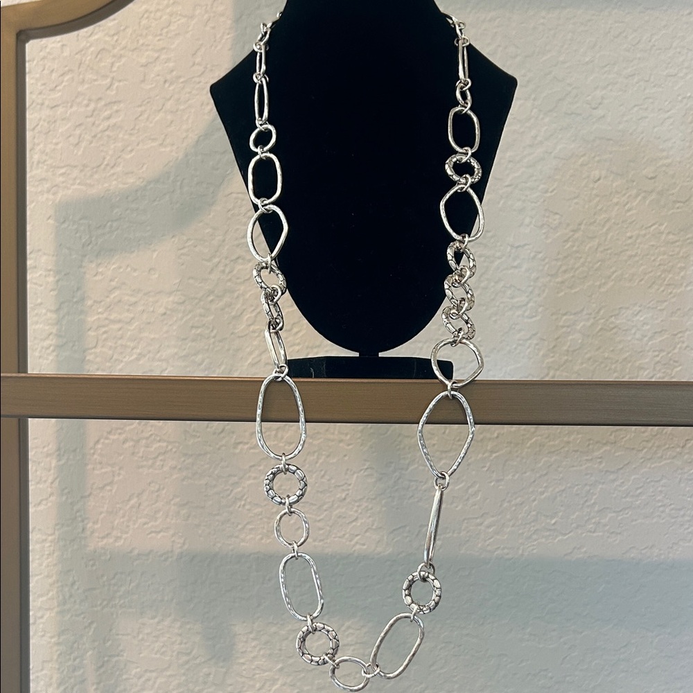 Brighton Pebble Collection Hammered Silver Chain Necklace